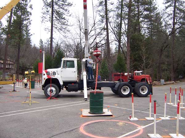chain_in_stop_circle Mobile Crane behind Practical Exam Low View